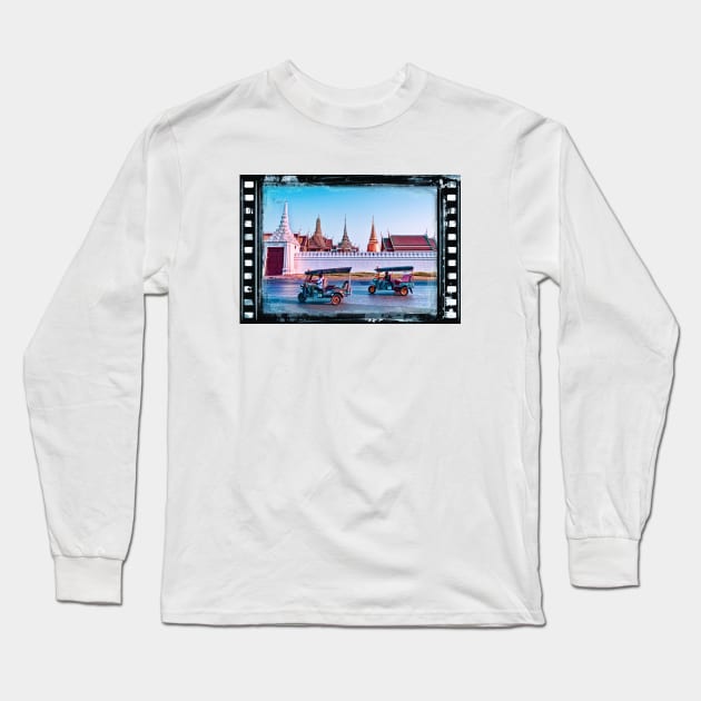 Tuk Tuks In Bangkok With Temples In The Background Long Sleeve T-Shirt by VintCam